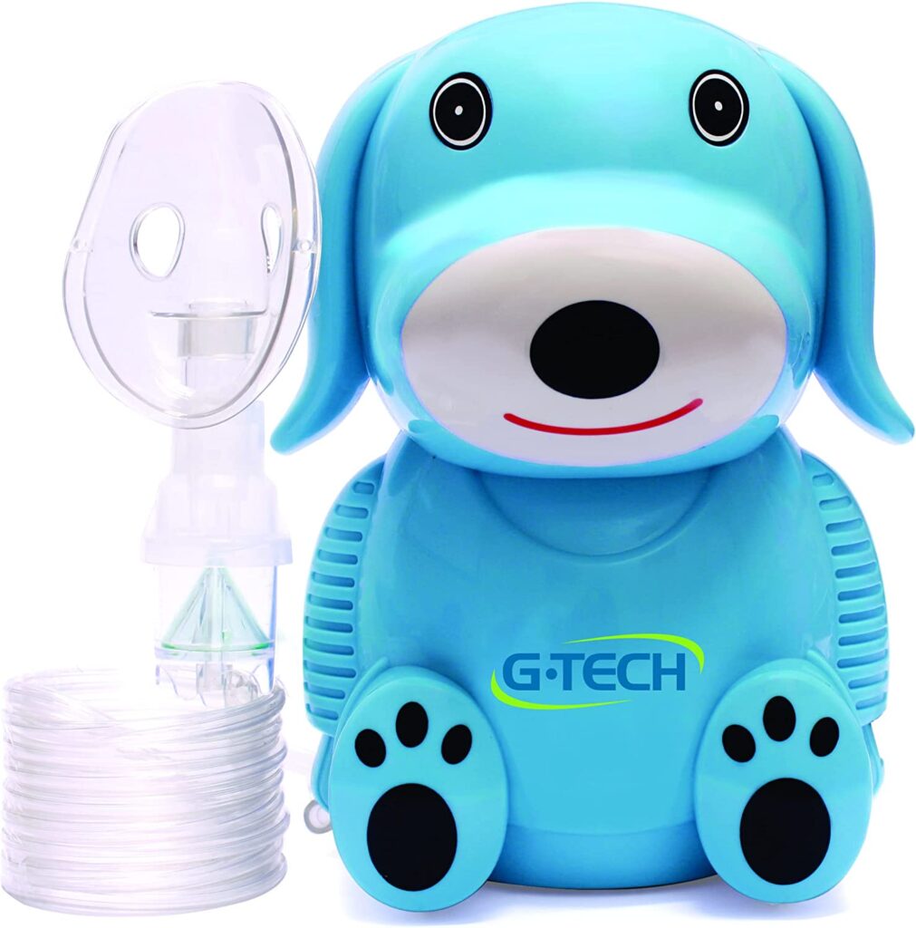 Nebulizador Infantil Nebdog G-Tech Compacto e possui tecnologia SuperFlow Plus Azul